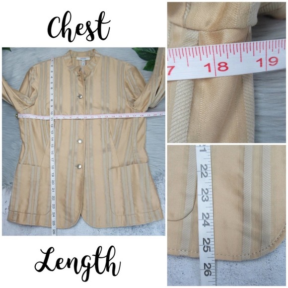 ESCADA Gold Damask Stripe MandarinCollar Button Front Jacket Blazer Size 38 US 8 - Picture 11 of 14